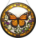 Monarch Butterfly Stained Glass Suncatcher Stained Glass Window Hangings Birthday Gift for Mom Grandma Teacher Women Friend Memorial Hook by HYPESTYLE