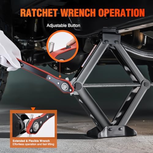 Nilight Scissor Jack for Car 2 Ton 4409 lbs, Lift Jack Kit w Ratchet Wrench - Image 3