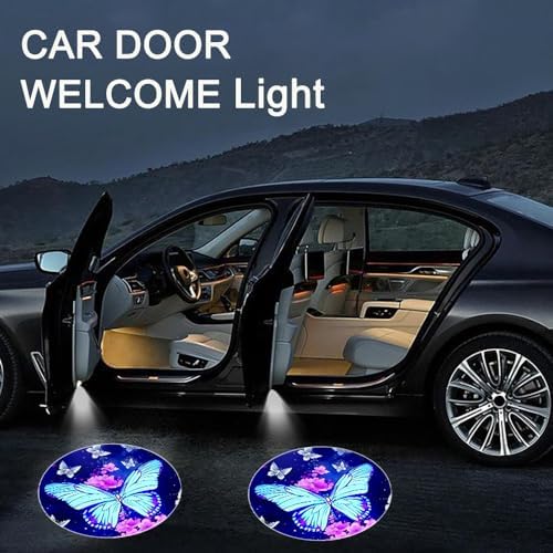 2PCS Butterfly Cars Door Logo Projector LED Shadow Light Welcome Lamp