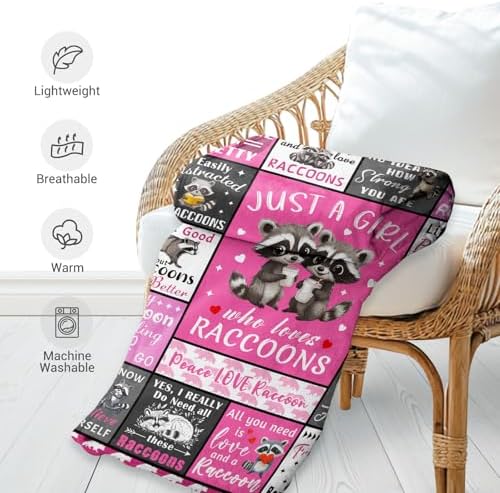 Jekeno Raccoon Gifts for Women Man, Soft Cozy Plush Throw Blanket 50"x60" - Image 5