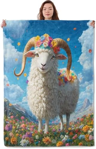 Pretty Sheep Blanket, Soft Cozy Warm Throw Blanket for Adults Kids Women, Comfy Lightweight Fuzzy Flannel Blankets for Couch, Travel, Car, Home Decor 50×40 Inch by Unknown