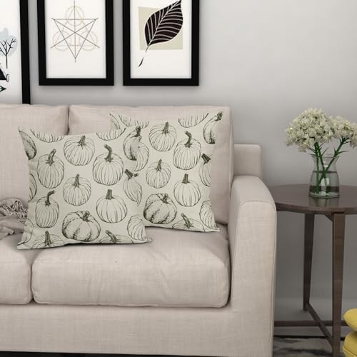 Olive Green Pumpkin Fall Pillow Covers 16x16 Set of 2 Autumn Themed Thanksgiving Harvest Print Decorative Throw Pillows Outdoor Farmhouse Pillowcases Cushion Case Seasonal Decor for Couch Sofa Bed - Image 7