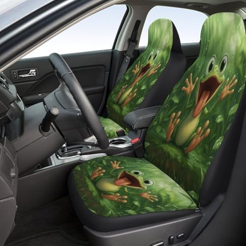 Happy Frog Rain Pattern Car Seat Covers, Trendy Universal Car Seat Protector Full Set, Automotive Seat Covers for Front Seats Rear Seat Back Seat Gift