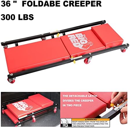 BIG RED T82040 Torin Hydraulic Trolley Floor Service/Floor Combo with 2 Jack Stands and Rolling Garage/Shop Creeper, 2 Ton (4,000 lb) Capacity, Red - Image 5