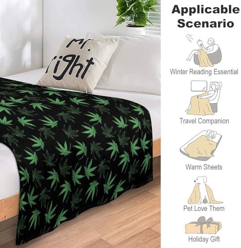 Socira Weed Blanket Throw Blanket Marijuanas Leaf Weed Gifts for Women Men Soft Sofa Throws for Travel Camping Bed Home Decor Car Birthday Gift 50"*60"（130 * 150cm） - Image 7