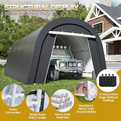 13x20' Portable Garage with 4 Stability Sandbags, Carport for UV&Rain - Image 2