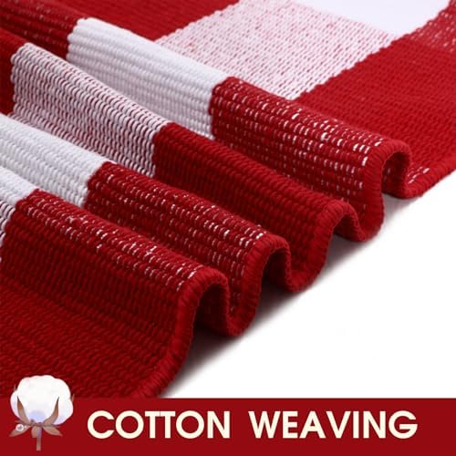 Christmas Red and White Plaid Rug, 4 x 6 Feet Washable Cotton Blend Woven Area Rug for Large Covered Front Porch, Entryway and Living Room, Reversible Buffalo Check - Image 4