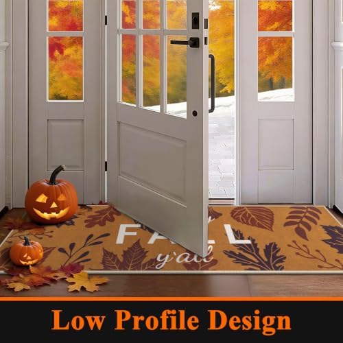 U'Artlines Happy Fall Leaves Kitchen Rugs with Runner Sets 3 Piece, Brown - Image 5