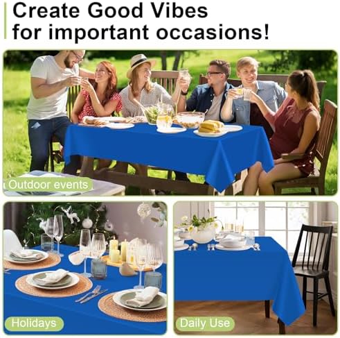 QIKSION 12 Pack Blue Plastic Tablecloth, Blue Table Cloth Disposable - Image 4
