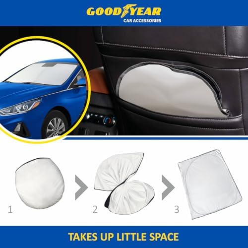 Goodyear Foldable Windshield Sunshade for Hyundai Sonata 2016-2019, Car Accessories, Sunshade Cover, Sun Shade Car Windshield, Window Sun Blocker - GY008273