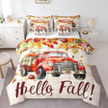 Erosebridal Pumpkin Truck Bed in A Bag with Sheets Thanksgiving Harvest Twin Comforter Set 7 Piece,Country Watercolor Maple Leaves Bedding Set for Kids Adults,Rustic Farmhouse Bed Set by Erosebridal