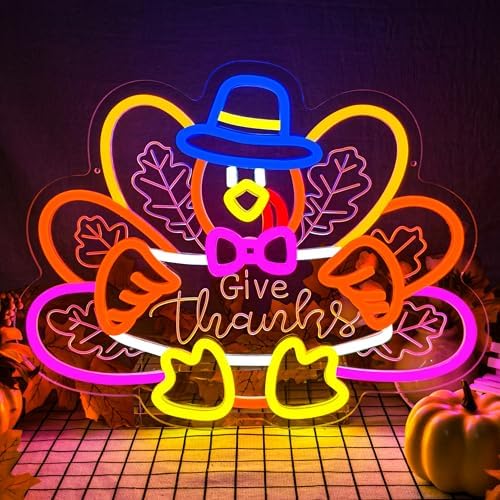 Turkey Neon Sign Thanksgiving Neon Sign Dimmable Thanksgiving Neon Light for Wall Decor Turkey Neon Light for Home Party Holiday Gift by zikdhf