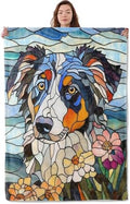 Glass Painting Dog Blanket, Soft Cozy Warm Throw Blanket for Adults Kids Women, Comfy Lightweight Fuzzy Flannel Blankets for Couch, Travel, Car, Home Decor 50×40 Inch by Unknown