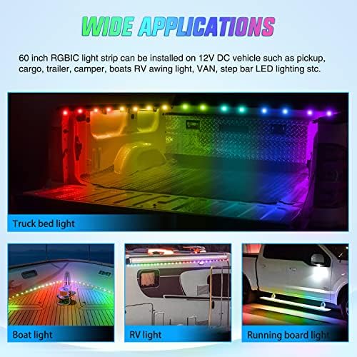 Nilight Truck Bed Light Strip RGB-IC LED Bar 2PCS 60 inch Cargo Lighting