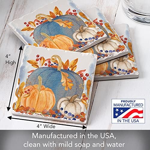 Thirstystone Denim Harvest Pumpkins 4 Pack Tumbled Tile Stone Coasters - Image 6