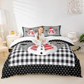 Cute Snowman Kids Duvet Cover Set Twin Size,Merry Christmas Snowflake Xmas Bedding Set,Girls Boys Adults Room Decor,Geometric Grids Dots Fashion Comforter Cover,Black White Quilt Cover,1 Pillowcase by Manfei