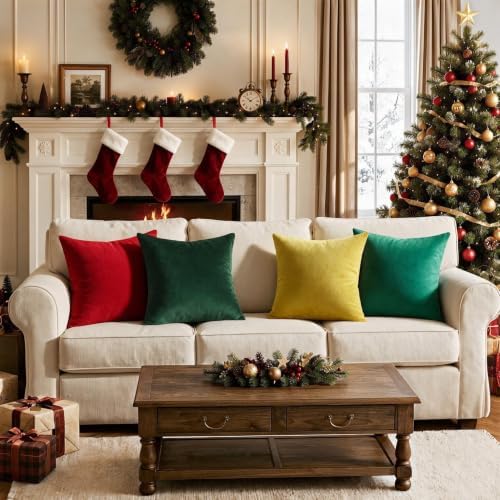 VAKADO Christmas Gold Velvet Throw Pillow Covers 24x24 Set of 2 - Image 7