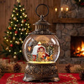 Christmas Snow Globes Christmas Water Lantern with Carriage Red barn Farm Scene Music & 6H Timer USB Lined/Battery Operated Lighted Lanterns for Xmas Festival Decoration by ZQQLITE
