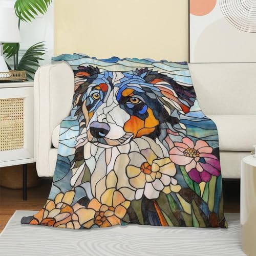 Glass Painting Dog Blanket, Soft Cozy Warm Throw Blanket for Adults Kids Women, Comfy Lightweight Fuzzy Flannel Blankets for Couch, Travel, Car, Home Decor 50×40 Inch - Image 2