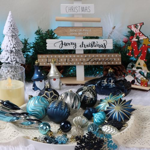 Blue and Gold Fall Christmas Ornaments for Tree Thanksgiving Decorations - Image 4