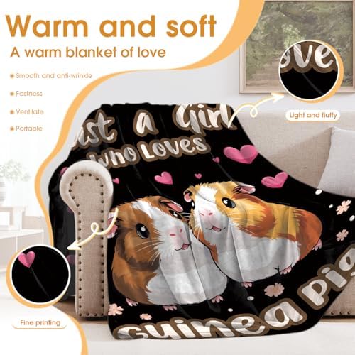 Guinea Pigs Blanket Gifts for Women Kids Girls Boys Men Mom Wife Female Friends Birthday Christmas Halloween Easter Gift Decor Soft Plush Throw Blanket Black 60"x80" - Image 3