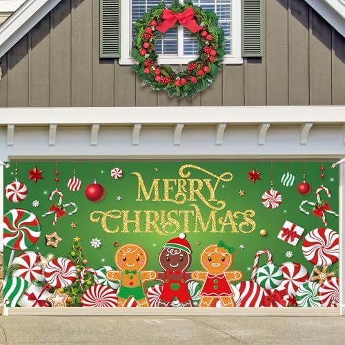 Preboun Christmas Candy Garage Door Decoration Merry Christmas Door Banner - Image 6