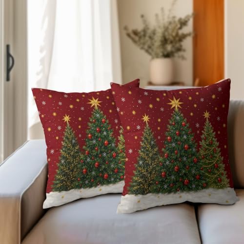 Winter Christmas Tree Pillow Covers 18x18 Set of 2 Highly Absorbent - Image 3