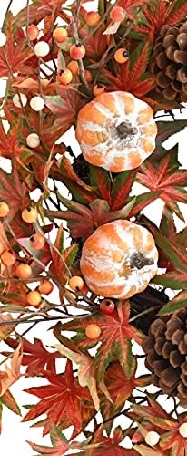 Fall Wreath for Front Door Artificial Autumn Grapevine Wreath with Berry Branches Farmhous Maple Leaves Wreath with Pine Cones and Mini Pumpkins for Indoor/Outdoor/Thanksgiving/Halloween/Home - Image 4