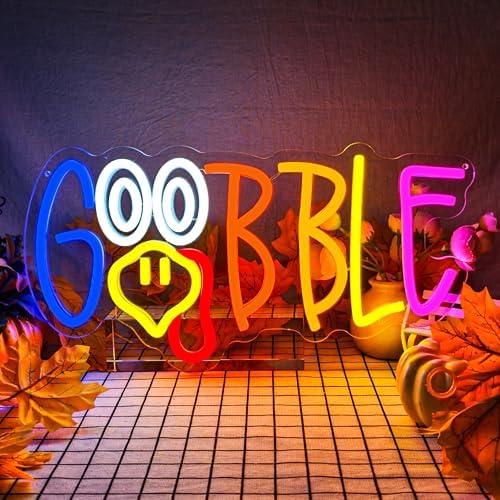 Turkey Neon Sign Thanksgiving Neon Sign for Wall Decor Dimmable Turkey LED Lights Gobble Neon Light Up Sign for Door Wall Art Window Home Party by zikdhf