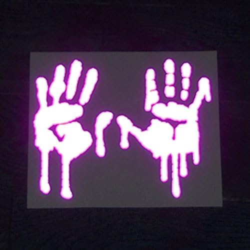customTAYLOR33 High Intensity Grade Reflective Bloody/Dripping Hands Decals for Helmets, Windscreens, Rear Windows, Bumper Stickers (5 inches Height, Purple)