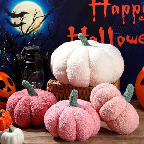 Kajaia 4 Pcs Pumpkin Pillow Fall Decor Thanksgiving, Modern Color - Image 3