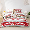Cute Gnomes Kids Duvet Cover Set Queen Size,Merry Christmas Snowflake Dreamy Bedding Set,Girls Boys Adults Room/Cabin Decor,Happy New Year Comforter Cover,Red Romantic Quilt Cover,2 Pillowcases by Manfei