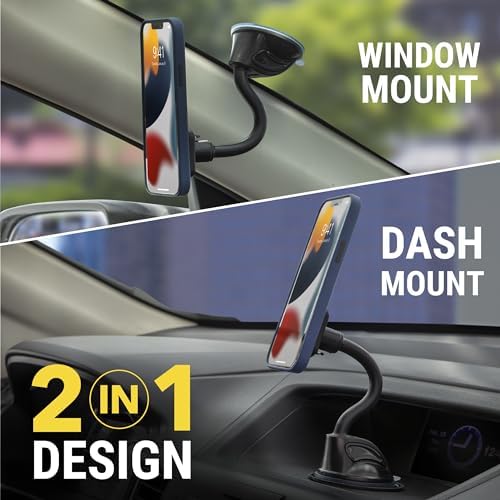 Scosche MXWDL Magnetic Cell Phone Holders for Your Car Dash/Windshield, Suction Cup Phone Holder Car Mount with Extra Strong Magnet, Thick Metal Plate Compatible with iPhone, Samsung and More, 2 Pack