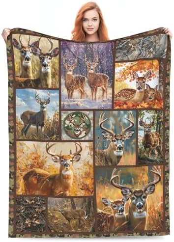 Deer Blanket Deer Throw Blanket Elk Lover Gifts for Men Boys Hunting Decor Warm Soft Plush Fleece Flannel Camo Fawn Blanket for Adults Women Gift for Hunting Lover 50"X60" - Image 2