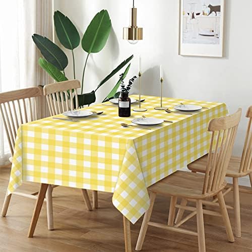 QIKSION 6 Pack Yellow Gingham Tablecloth, Yellow Checkered Table Cloths - Image 2