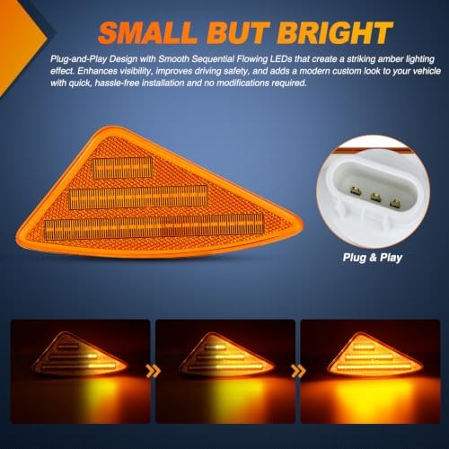 Nilight Fender Side Marker Lights 2PCS for 2008-2021 Kenworth T660 T170