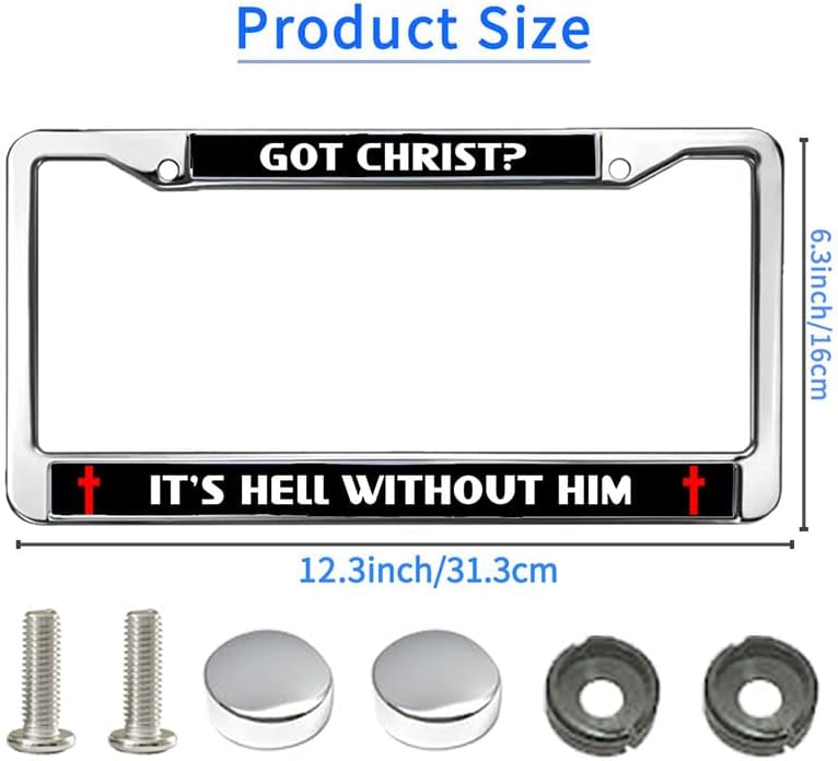Without Christ is Hell License Plate Frame Anti-Theft Cross Christ Faith Rattle-Proof License Plate Frame God is Faithful Chrome License Plate Frame with Mounting Gift Kit