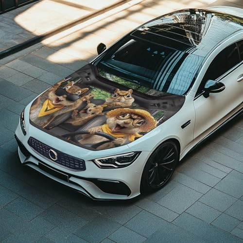 Funny Chipmuck Hood Wraps for Cars Hood Wrap Protector Washable Car Hook Elastic Fabrics Can be Washed Hook Wraps