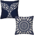 Navy Blue Fish Mandala Throw Pillow Covers 18x18 inch Set of 2 by Mshutbna