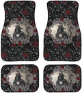 Raven 4 Pcs Car Floor Mats Retro Gothic Crown Crow Clock All Weather Anti Slip Front Rear Row Foot Mat Gothic Red Rose Thorn Car Interior Universal Fit for SUV Truck