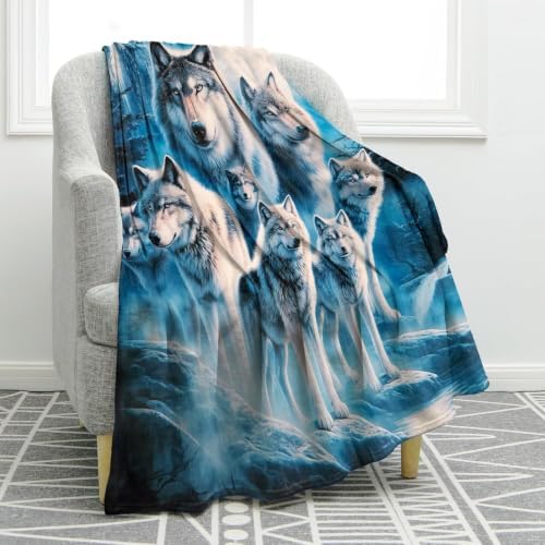 Jekeno Forest Wolves Blanket for Kids Teen Adult, Wolves Gifts 80"x60" by Jekeno