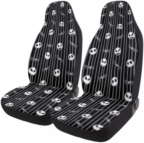 GENANY Nightmare Skeleton Car Seat Covers Set of 2, Skull Breathable Front Seat Covers for Truck Sedan SUV, Spooky Car Accessories, Spooky Gift for Women Men