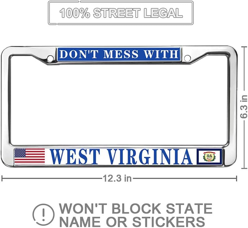 Don't Mess with West Virginia Universal US CA Car License Plate Frame Jesus Bible Virginia Quotes License Plate Frame for Women Wife Mom Virginia Quotes License Plate Frame Men