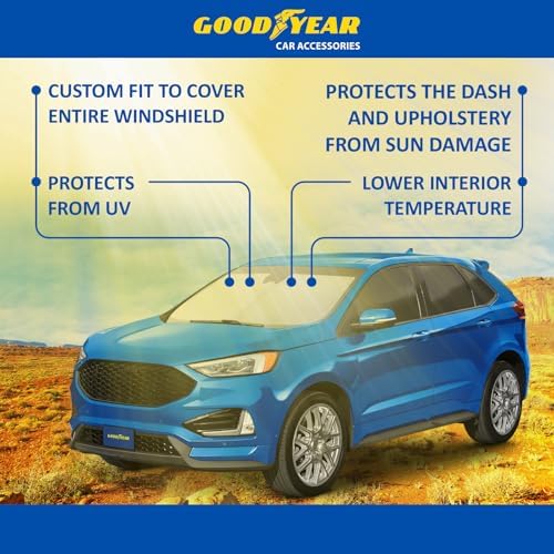 Goodyear Foldable Windshield Sunshade for Ford Edge 2015-2024, Car Accessories, Sunshade Cover, Sun Shade Car Windshield, Window Sun Blocker - GY008297