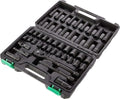 Amazon Basics 46-Piece 3/8-Inch Drive Socket Set with 6 & 12 Point Sockets, 72 Teeth Ratchet, SAE & Metric Sizes, Extension Bars, Universal Joint, Carrying Case by AmazonBasics