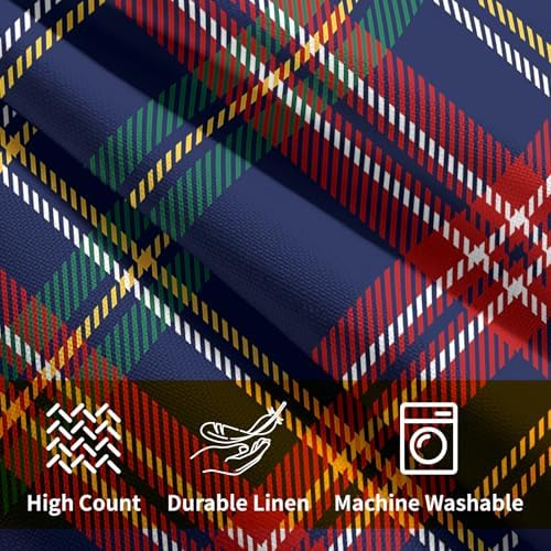 Christmas Tartan Pillow Covers 22x22 Set of 2 Navy Blue Green Red Plaid Print Decorative Outdoor Xmas Throw Pillow Cases Rustic Winter Holiday Decoration Farmhouse Sofa Couch Cushion Cover Bed Decor - Image 6