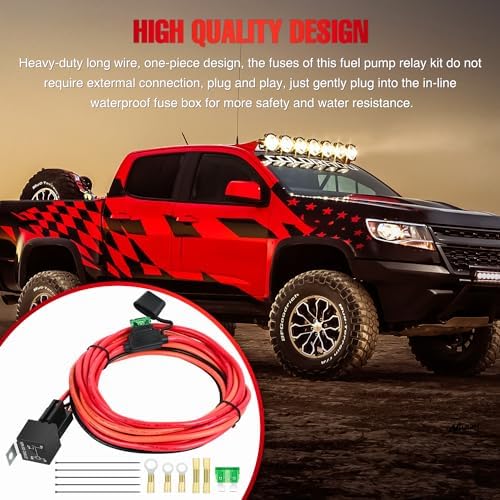 Nilight Electric Fuel Pump Relay Kit Wiring Harness 10 Gauge Cables