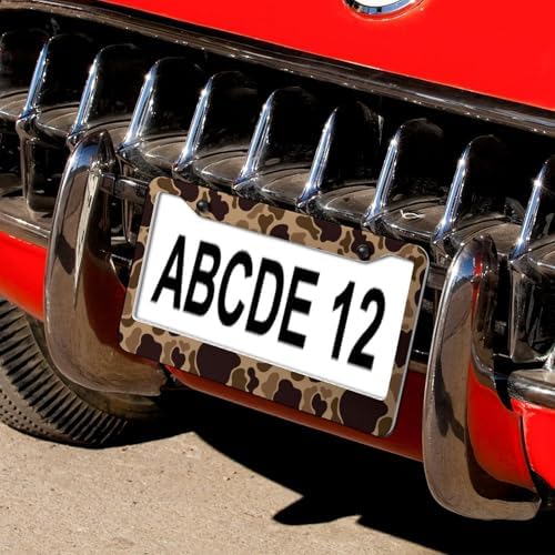 Duck Vintage Camouflage License Plate Frame-2 Pack Front Rear Aluminum Car Tag Holder License Plate Cover Accessories 2 Hole Fits Standard U.S. Vehicles 12.2 * 6.3in