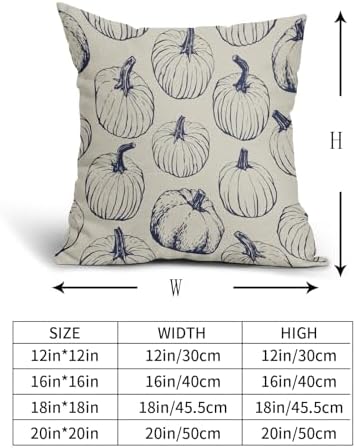 Dark Blue Pumpkin Fall Pillow Covers 18x18 Set of 2 Autumn Themed Thanksgiving Harvest Print Decorative Throw Pillows Outdoor Farmhouse Pillowcases Cushion Case Seasonal Decor for Couch Sofa Bed - Image 5