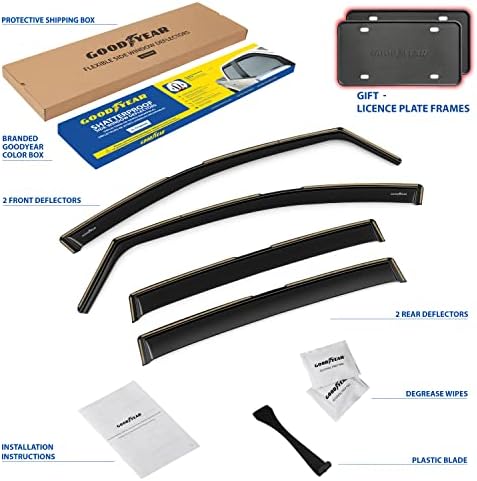 Goodyear Shatterproof in-Channel Window Deflectors for Kia Sportage 2017-2022, Rain Guards, Window Visors for Cars, Vent Deflector, Car Accessories, 4 pcs - GY003471